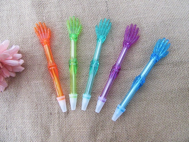 12Pcs Funny Skeleton Hand Ball Point Pens Blue Ink School Office - Click Image to Close