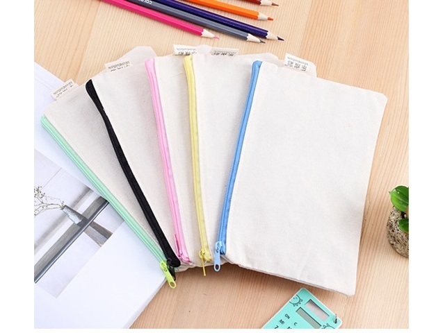 10 New Creative DIY Plain Canvas Pen & Pencil Bag Mixed 20x13cm - Click Image to Close