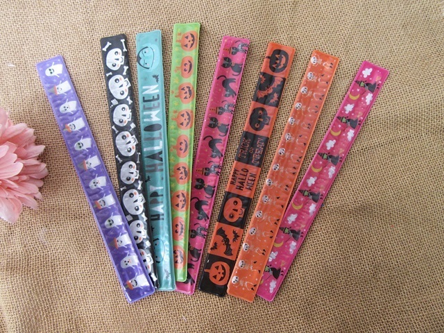 48 Halloween Theme Reflective Magic Ruler Slap Band Bracelets 48 Halloween Theme Reflective Magic Ruler Slap Band Bracelets
