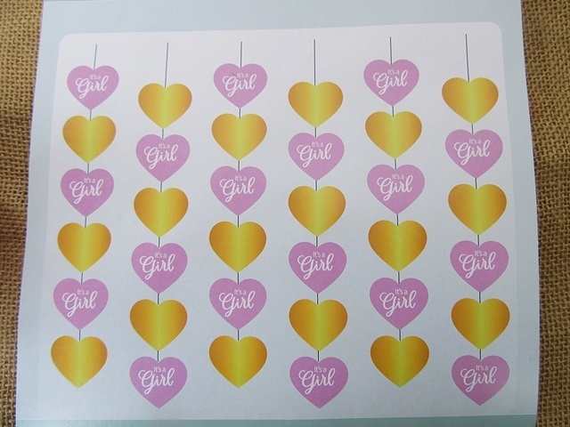 4Pack x 6 Baby Shower It's A Girl Pink Heart String 213.3cm Part 4Pack x 6 Baby Shower It's A Girl Pink Heart String 213.3cm Part