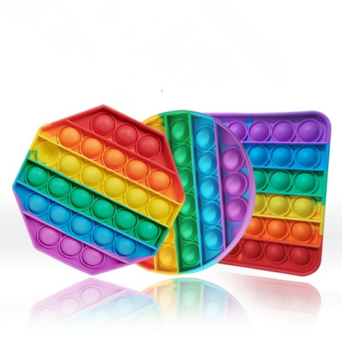 6Pc Various Funny Rainbow Push Pop Bubble Fidget Toy Pop It Game - Click Image to Close