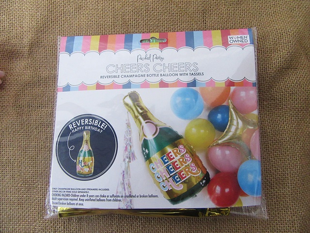 4Sets Champagne Bottle Foil Balloons Celebration Anniversary Dec - Click Image to Close