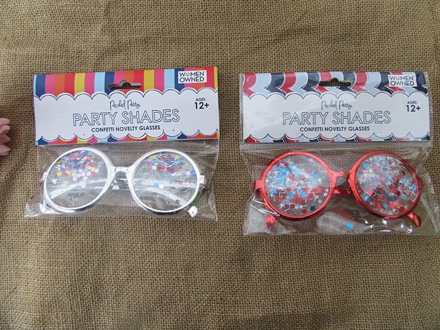 6Pcs Eye Glasses w/Confetti Pretend Costume Party Favor - Click Image to Close