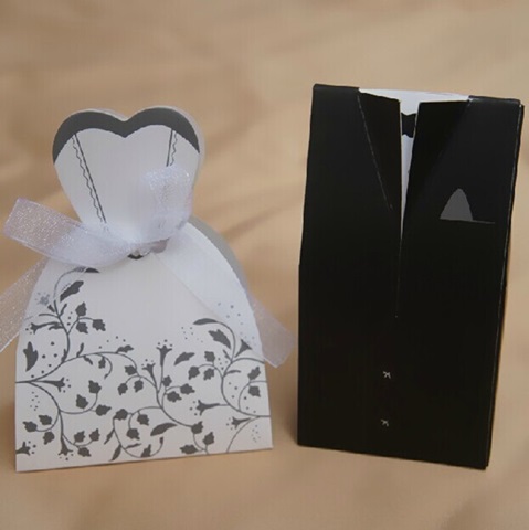 4Packs x 6Pcs Bride & Bridegroom Candy Bomboniere Boxes Wedding - Click Image to Close