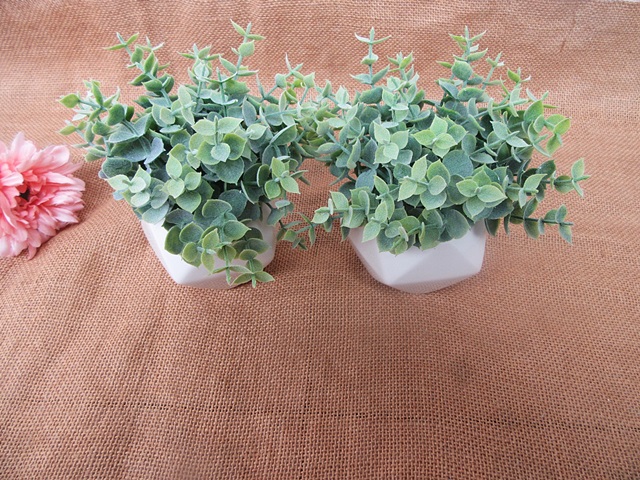 2Pcs Realistic Artificial Eucalyptus Plant in Pot Room Home - Click Image to Close