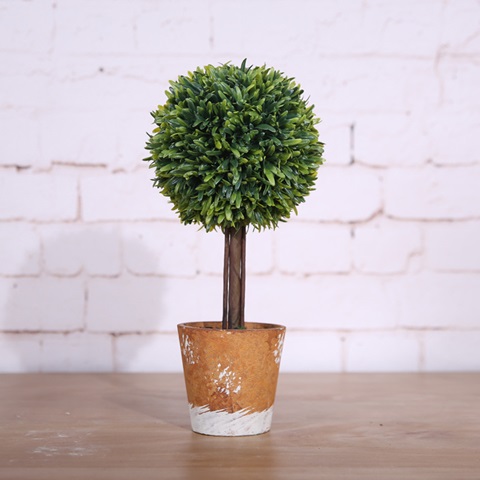 1Pc Tall Realistic Artificial Boxwood Ball Plant in Pot Home - Click Image to Close