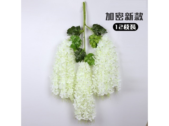 12Pc Ivory Artificial Silk Hanging Flower Garland Vine Wisteria - Click Image to Close