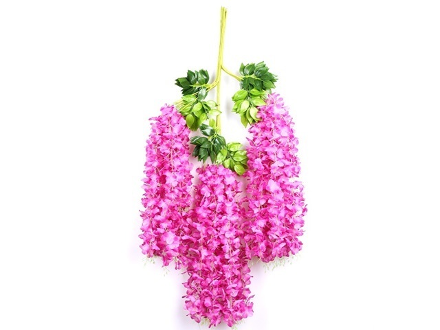 12Pc Pink Artificial Silk Hanging Flower Garland Vine Wisteria - Click Image to Close