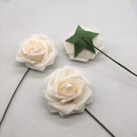 25Pcs Beige Rose Artificial Foam Flower Hair Pick Wedding Favors - Click Image to Close
