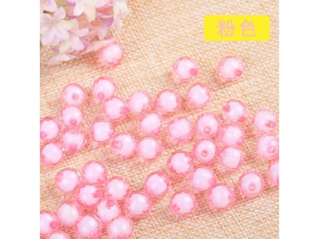 500g (1950pcs) Faceted Round Acrylic Loose Beads 8mm Pink