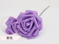 25Pcs Purple Rose Artificial Foam Flower Hair Pick Wedding Favor