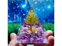 1Pc Amethyst Crystal Pyramid Life Tree Chakra Energy Orgone