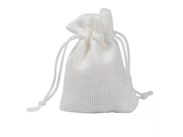 50 White Hemp Drawstring Jewelry Gift Pouches 9x7cm