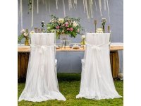 1Pc White Long Tutu Gauze Chair Cover Wedding Venue Banquet