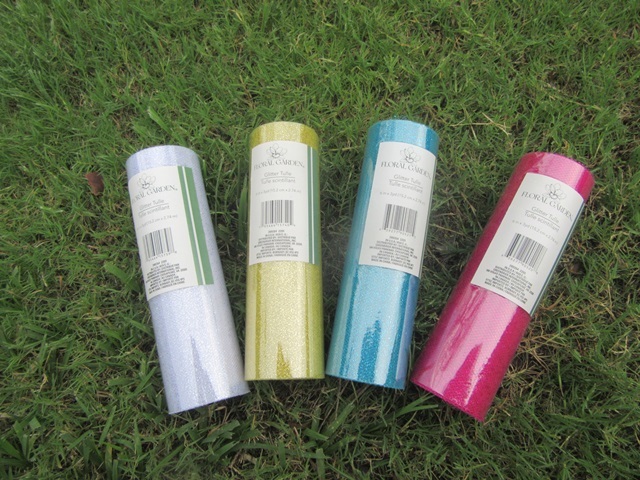 6Roll Glitter Tulle Roll Spool Wedding Gift Bow 15cm Mixed Color - Click Image to Close