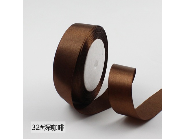 5Rolls X 25Yards Coffee Brown Satin Ribbon 25mm