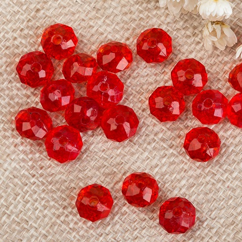 500g (2600Pcs) Rondelle Faceted Arylic Loose Bead 8mm Red - Click Image to Close