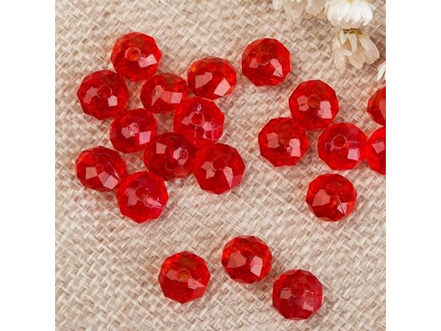 500g (2600Pcs) Rondelle Faceted Arylic Loose Bead 8mm Red