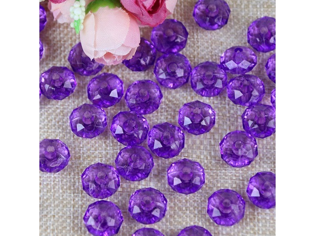 500g (2600Pcs) Rondelle Faceted Arylic Loose Bead 8mm Purple - Click Image to Close