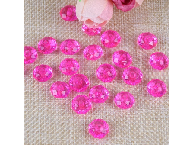 500g (2600Pcs) Rondelle Faceted Arylic Loose Bead 8mm Pink