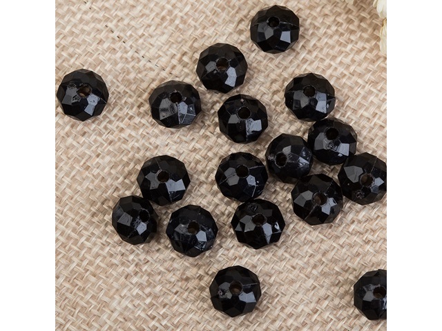 500g (2600Pcs) Rondelle Faceted Arylic Loose Bead 8mm Black
