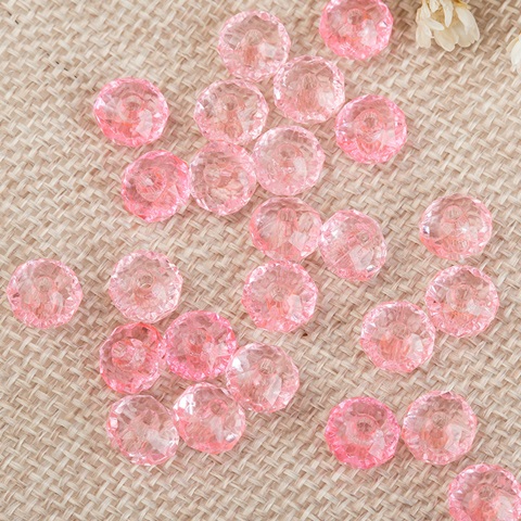 500g (2600Pcs) Rondelle Faceted Arylic Loose Bead 8mm Pink - Click Image to Close