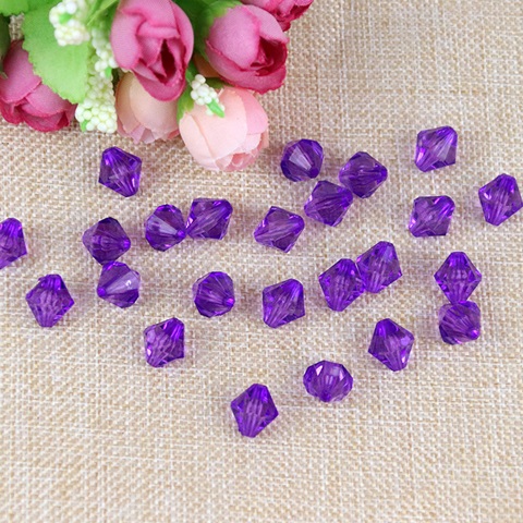 500g (3800Pcs) Bicone Beads Arylic Loose Bead 8mm Purple - Click Image to Close