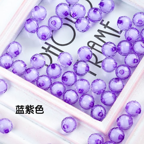 500g (1950pcs) Faceted Round Acrylic Loose Beads 8mm Purple - Click Image to Close