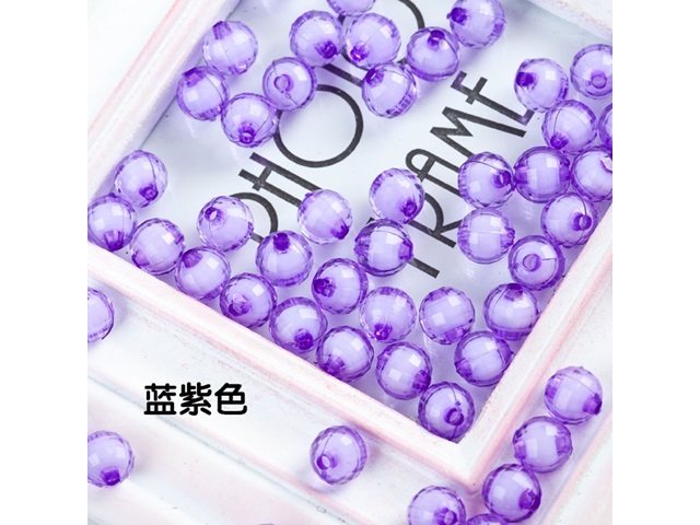 500g (1950pcs) Faceted Round Acrylic Loose Beads 8mm Purple