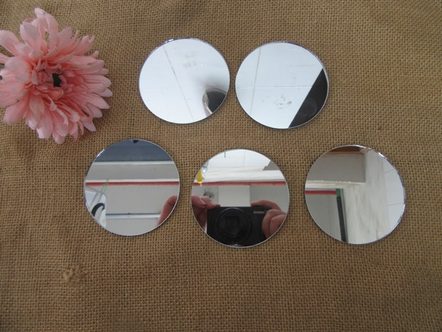 6Pkt x 5Pc Modern Round Glass Mirror Tiles Wall Art Home Decor - Click Image to Close