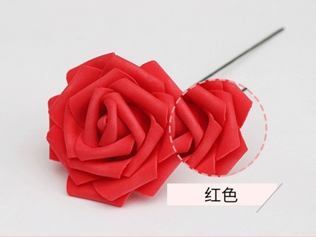 25Pcs Red Rose Artificial Foam Flower Hair Pick Wedding Favors