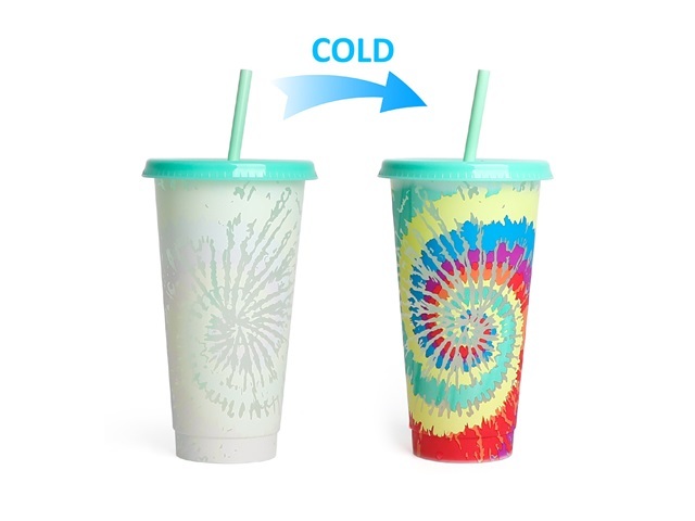 5Pcs Reusable Temperature Cups Tie Dye Color Change Tumblers 800 5Pcs Reusable Temperature Cups Tie Dye Color Change Tumblers 800