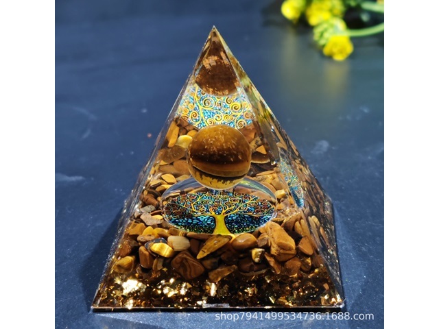 1Pc Tiger Eye Crystal Pyramid Chakra Energy Orgone Stone - Click Image to Close