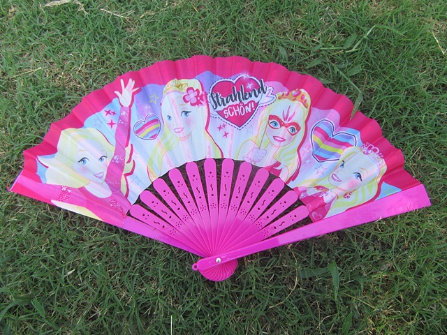 16Pcs Pink Folding Fans Hand Fans for Kid Girl 1-2 Design - Click Image to Close