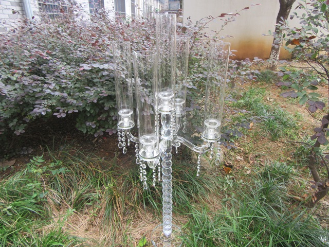 1Pc 5-Heads Tall Crystal Candle Holder Candelabra 95cm High - Click Image to Close