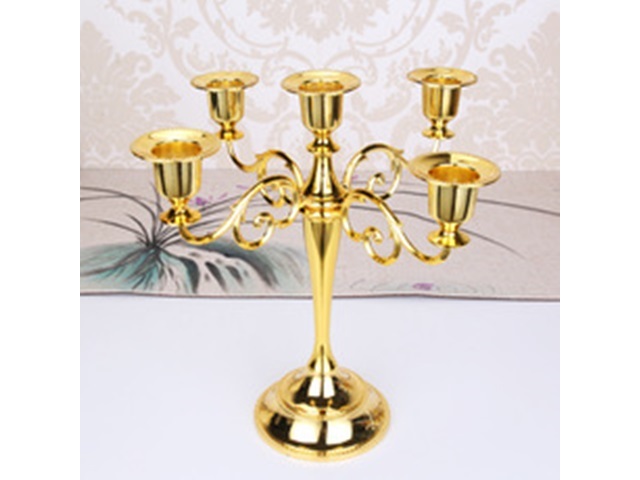 1Set Golden 5 Arms Candle Holder Candelabra Candlestick Wedding - Click Image to Close