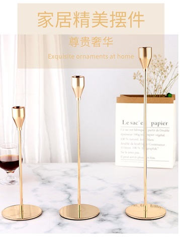 1Set 3Pcs Golden Tulip Candle Holder Candlestick Wedding Party - Click Image to Close