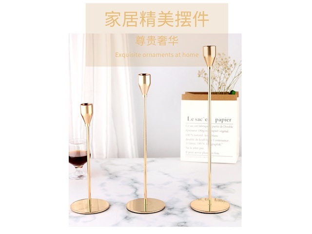 1Set 3Pcs Golden Tulip Candle Holder Candlestick Wedding Party - Click Image to Close