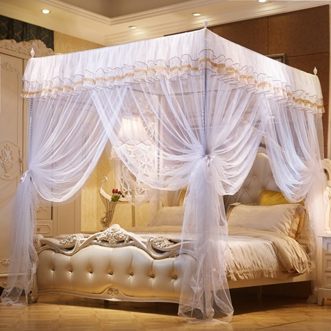 1X White Gorgeous Four Poster Bed Canopy/Mosquito Net - Click Image to Close