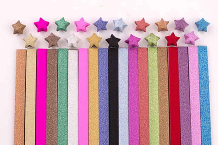 2x360Pcs Shiny Origami Lucky Star Paper for Funny 18 Colors - Click Image to Close