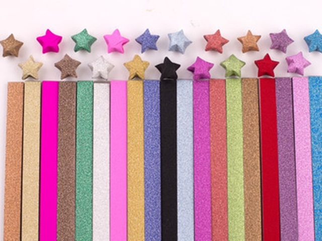 2x360Pcs Shiny Origami Lucky Star Paper for Funny 18 Colors - Click Image to Close