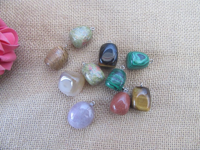 10Pcs Large Size Irregular Gemstone Beads Pendant with Bail - Click Image to Close