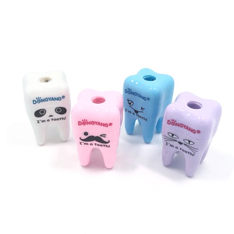 12Pcs Lovely Tooth Single Hole Pencil Sharpener Mixed Color - Click Image to Close