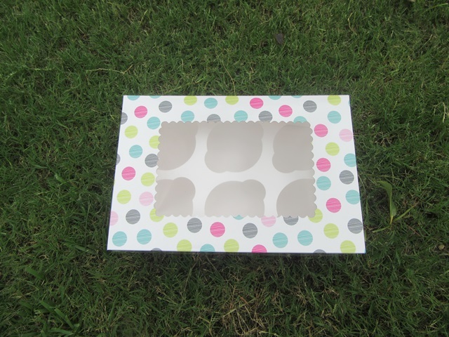6Pcs Dots Design Paper 6 Hole Cupcake Cake Box w/Window - Click Image to Close