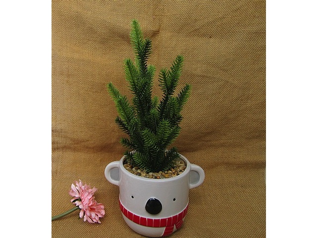 3Pcs Artificial Festive Character Pot Tree Ceramic Pot