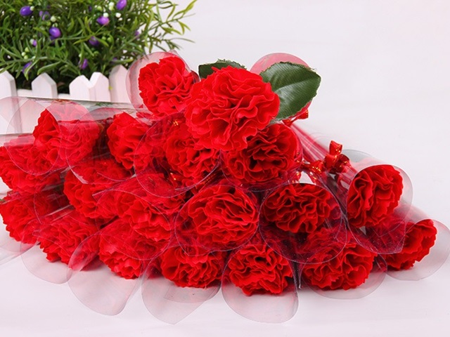 60Pcs Red Bath Artificial Carnation Soap Flower Mother's Day