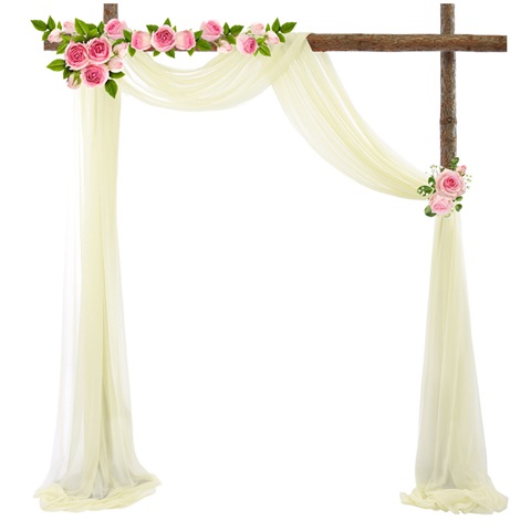 1Pc Ivory Wedding Arch Chiffon Backdrop Curtain Drapes - Click Image to Close