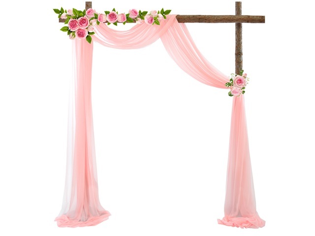 1Pc Pink Wedding Arch Chiffon Backdrop Curtain Drapes Background - Click Image to Close