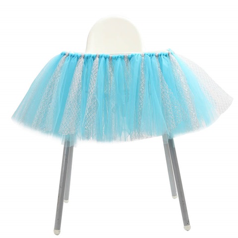 1Pc Blue Tutu Skirt High Chair Tulle Table Cover Party Favor - Click Image to Close