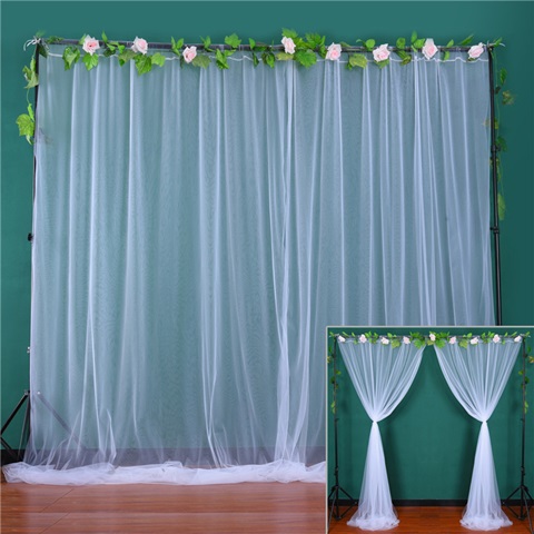 1X White Gauze Wedding Party Backdrop Curtain Drapes Background - Click Image to Close